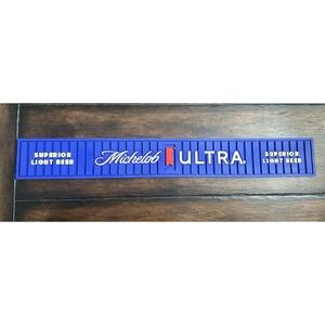 Michelob Ultra Rubber Bar Mat 24x3.25 Blue Spill Drip Rail Mat Beer Pub Mancave